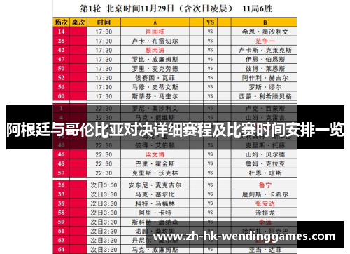 阿根廷与哥伦比亚对决详细赛程及比赛时间安排一览